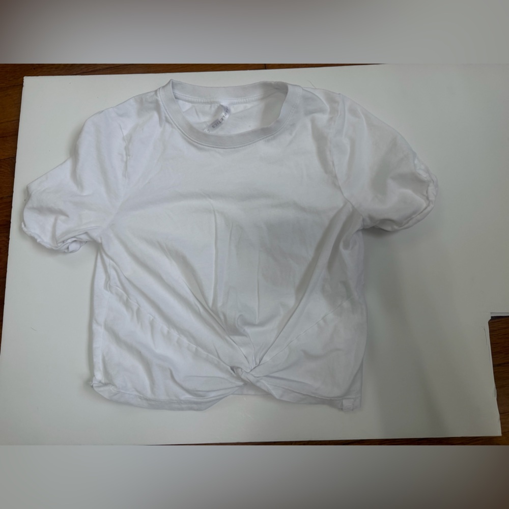 Fabletics White Crop Top with Front Twist